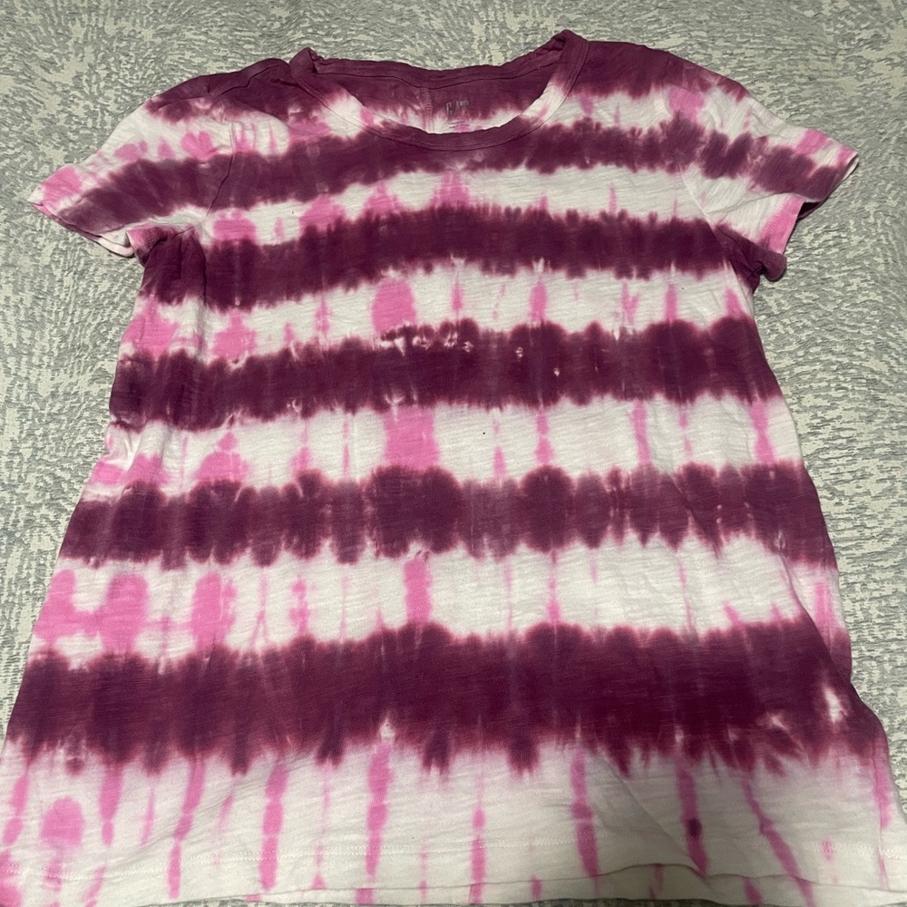 GAP Purple and White Tie-Dye Women's Tee